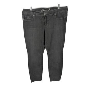 Seven7 LuxeSkinny Jeans Size 20 Off Black Dark Wash Embroidered Stretch Plus EUC